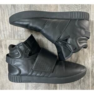 Men’s Adidas Tubular Invader Strap Shoes, Black, Size 13
